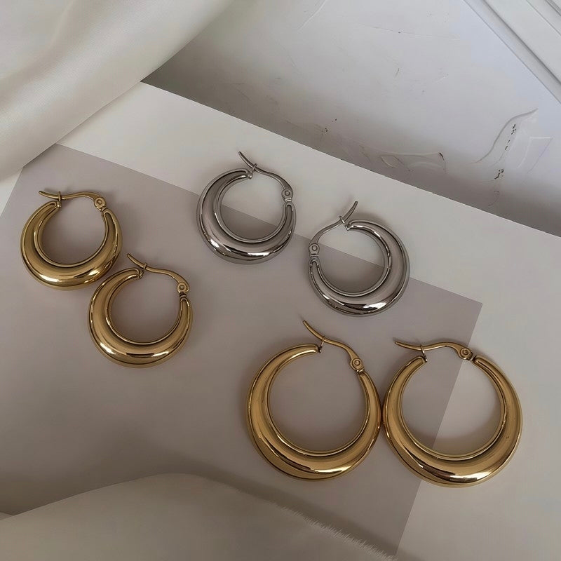 Chunky Gold Hoop Earrings for Women - Lightweight Thick Open Tear Drop Hoop