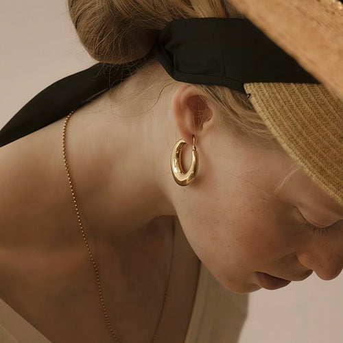 Chunky Gold Hoop Earrings for Women
