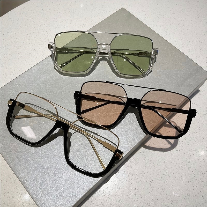 Neo-Matrix Silver Metal Frameless Sunglasses - Cyberpunk Luxury Aesthetic Glasses
