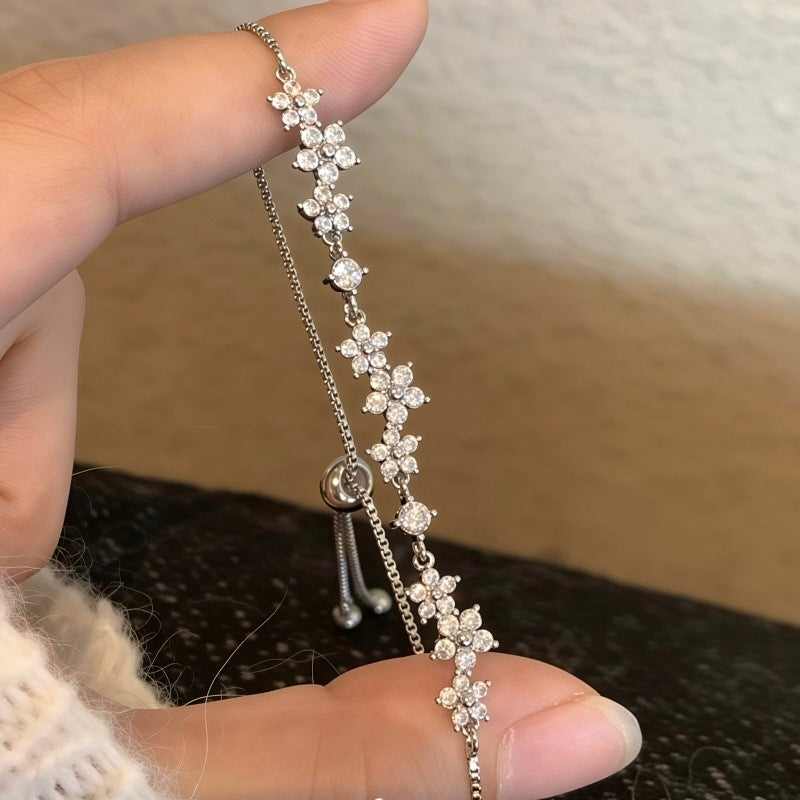Petite Sparkling Flower Garland Bracelet - Effortless Elegance Delicate Layering Jewelry