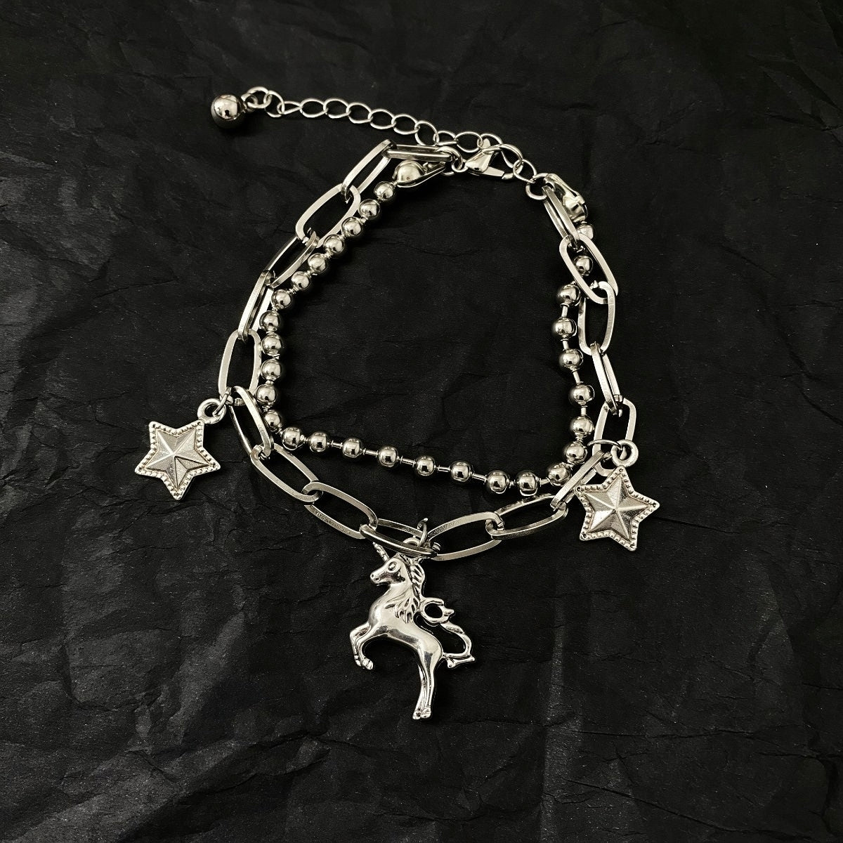 Pegasus Mythos Layered Bracelet - Italian Heritage Silver Charm Chain⁠