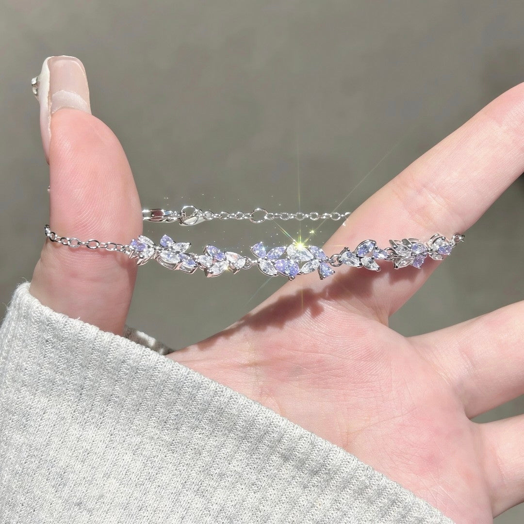 Petite Sparkling Flower Garland Bracelet - Effortless Elegance Delicate Layering Jewelry
